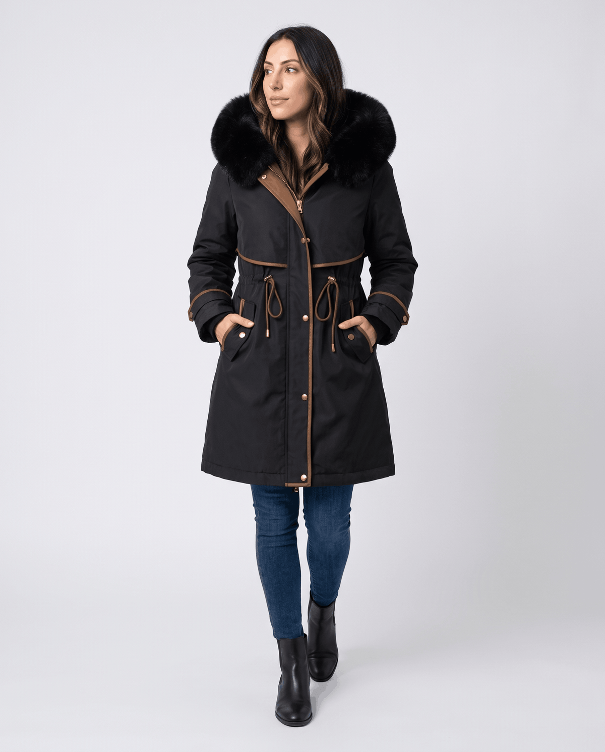 Plush Hood Trim Winter Parka – Cozy Lined & Adjustable Waist | Althea