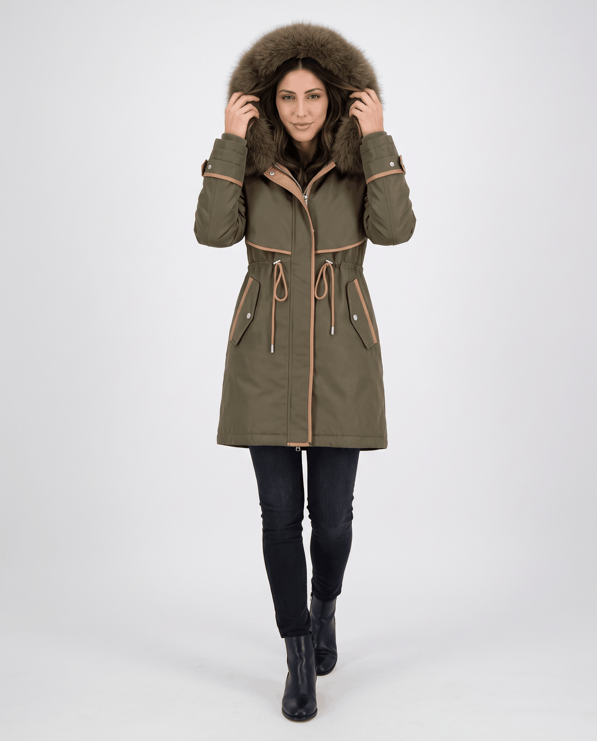 Plush Hood Trim Winter Parka – Cozy Lined & Adjustable Waist | Althea