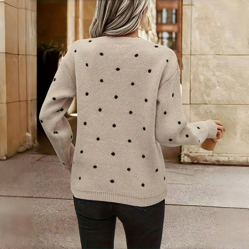 Juno-Skye Polka Dot Crewneck Sweater