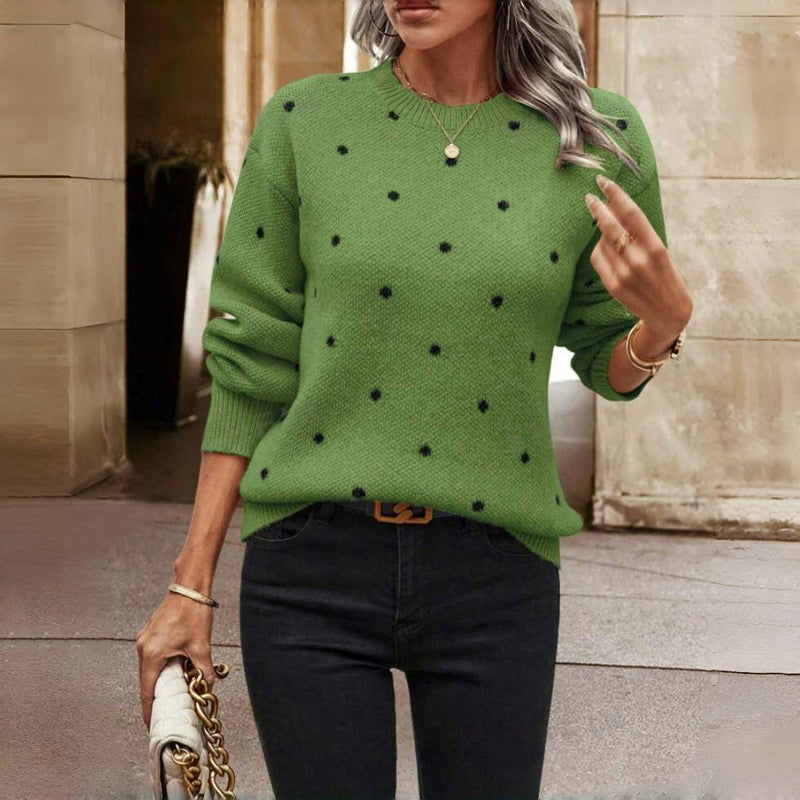 Juno-Skye Polka Dot Crewneck Sweater