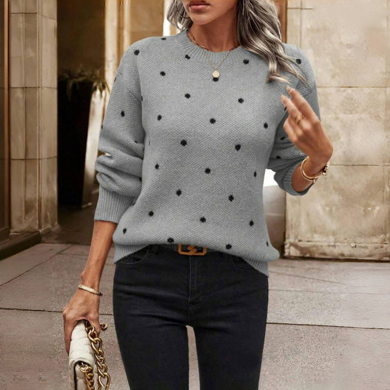 Juno-Skye Polka Dot Crewneck Sweater
