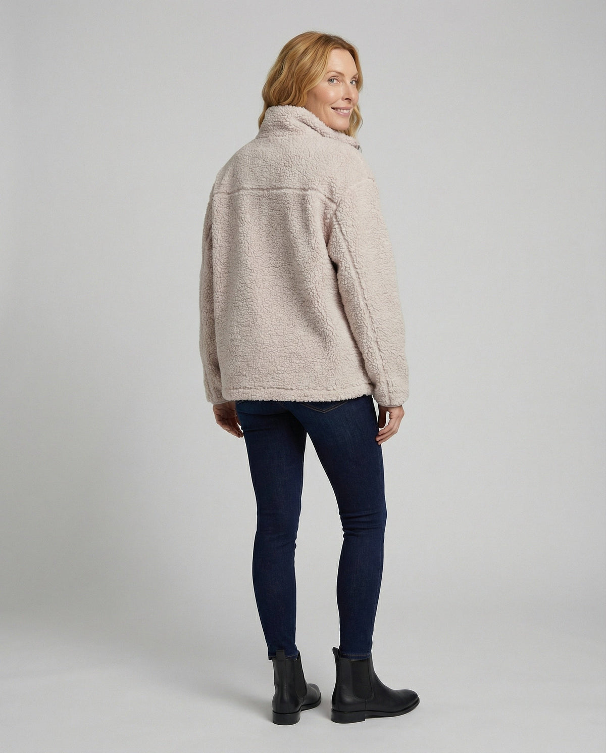 Women's Teddy Zip-Up Jacket with High Collar Regular Fit