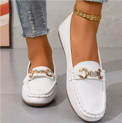 Women's Loafers with Metal Buckle Detail Slip-On