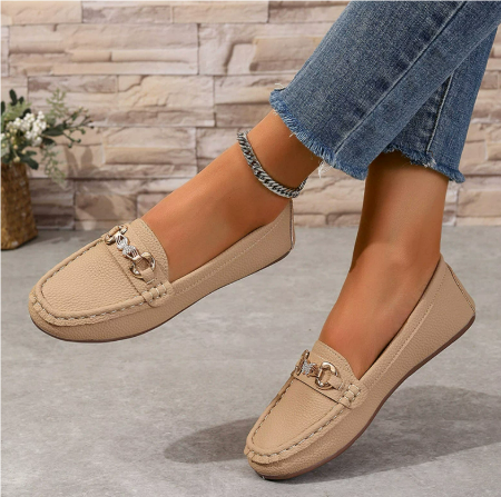 Women's Loafers with Metal Buckle Detail Slip-On