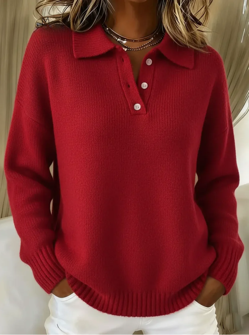 Frankie Cashmere-Feel Polo Sweater
