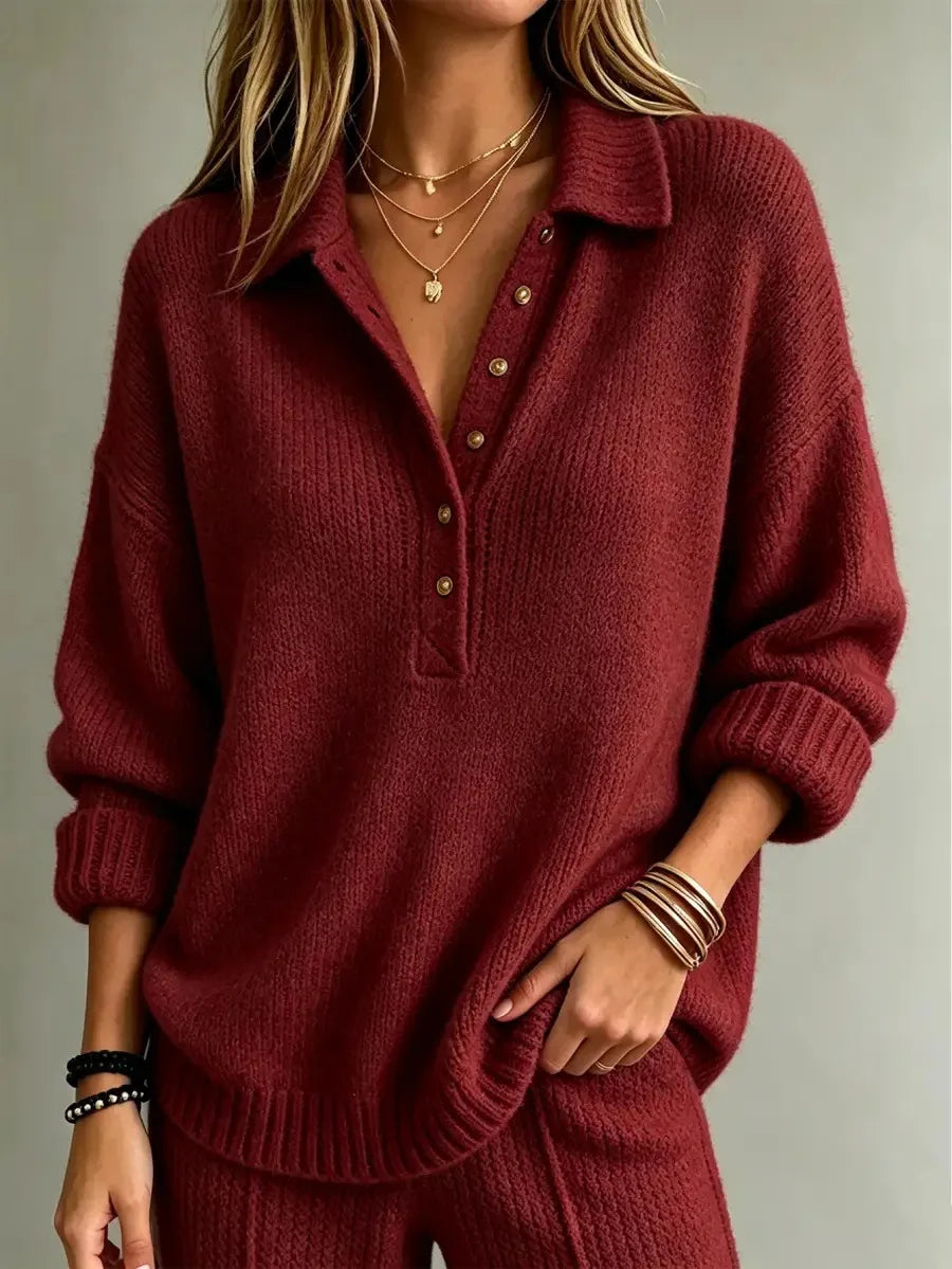 Matilde-Claire Gold Button Polo Sweater
