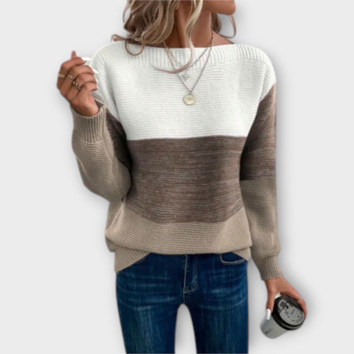 Marlo-Belle Three-Tone Stripe Sweater