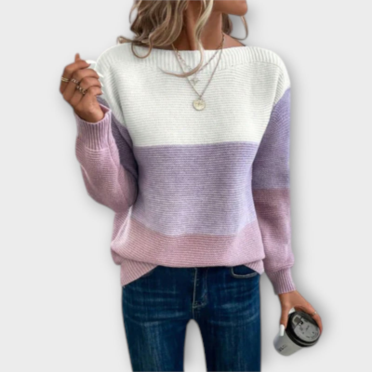 Marlo-Belle Three-Tone Stripe Sweater
