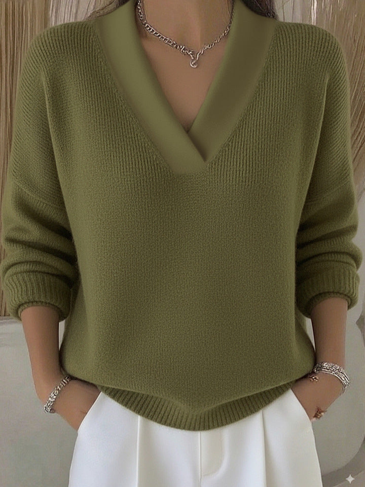 Etta Deep V-Neck Knit Sweater