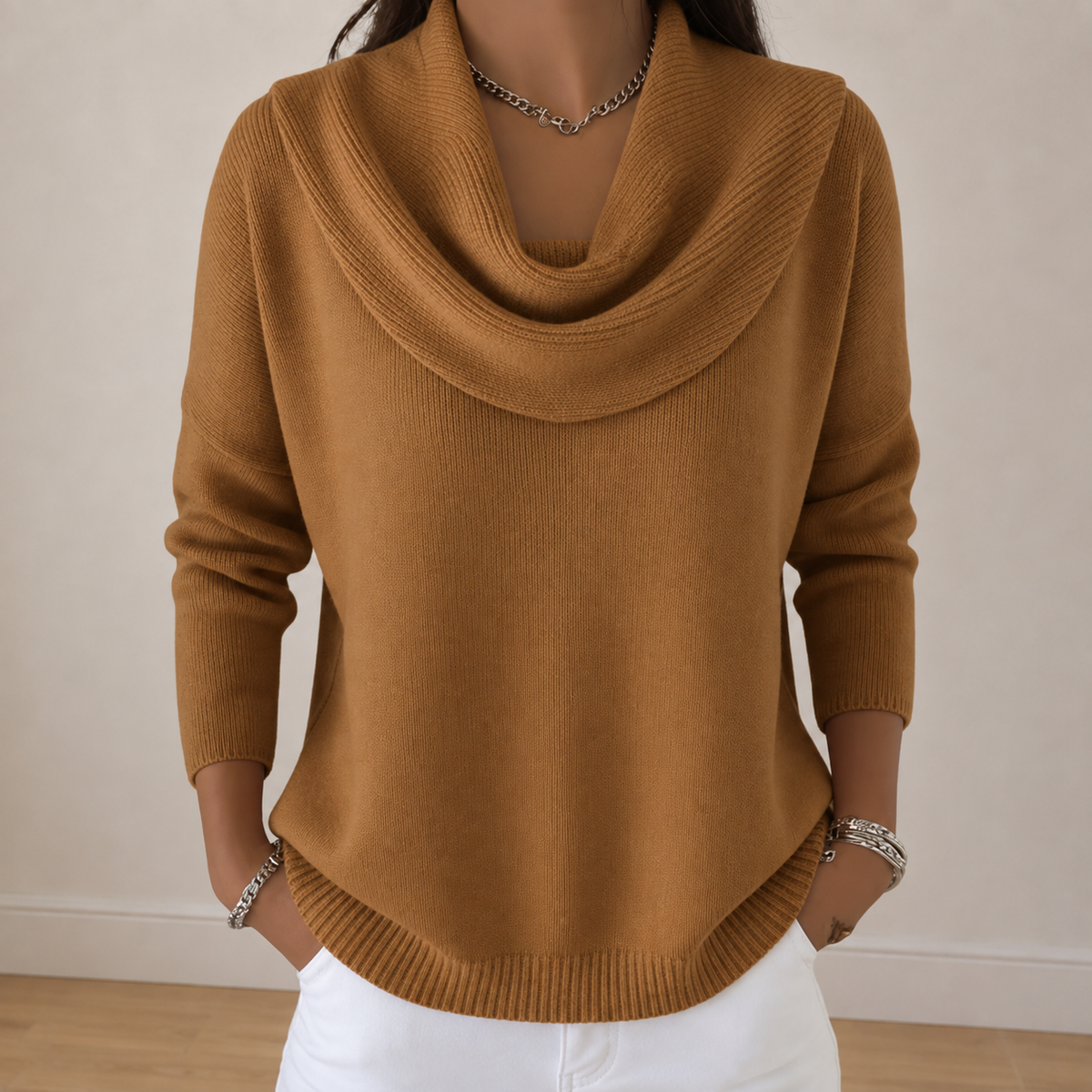 Nerys Draped Cowl Neck Sweater