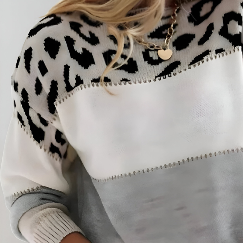 Orla Leopard Yoke Color Block Sweater