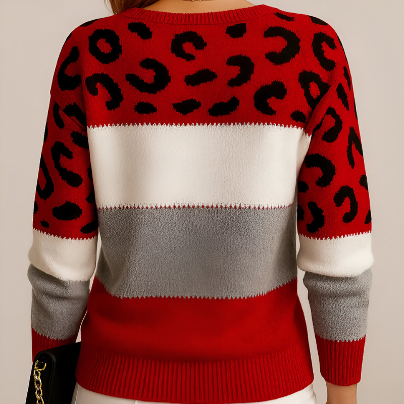 Orla Leopard Yoke Color Block Sweater