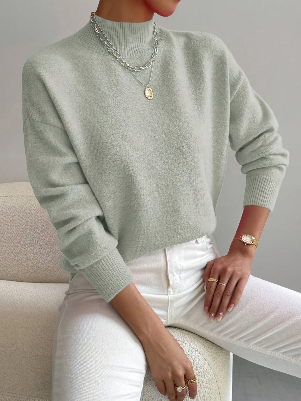 Willa-Dawn Mock Neck Knit Sweater