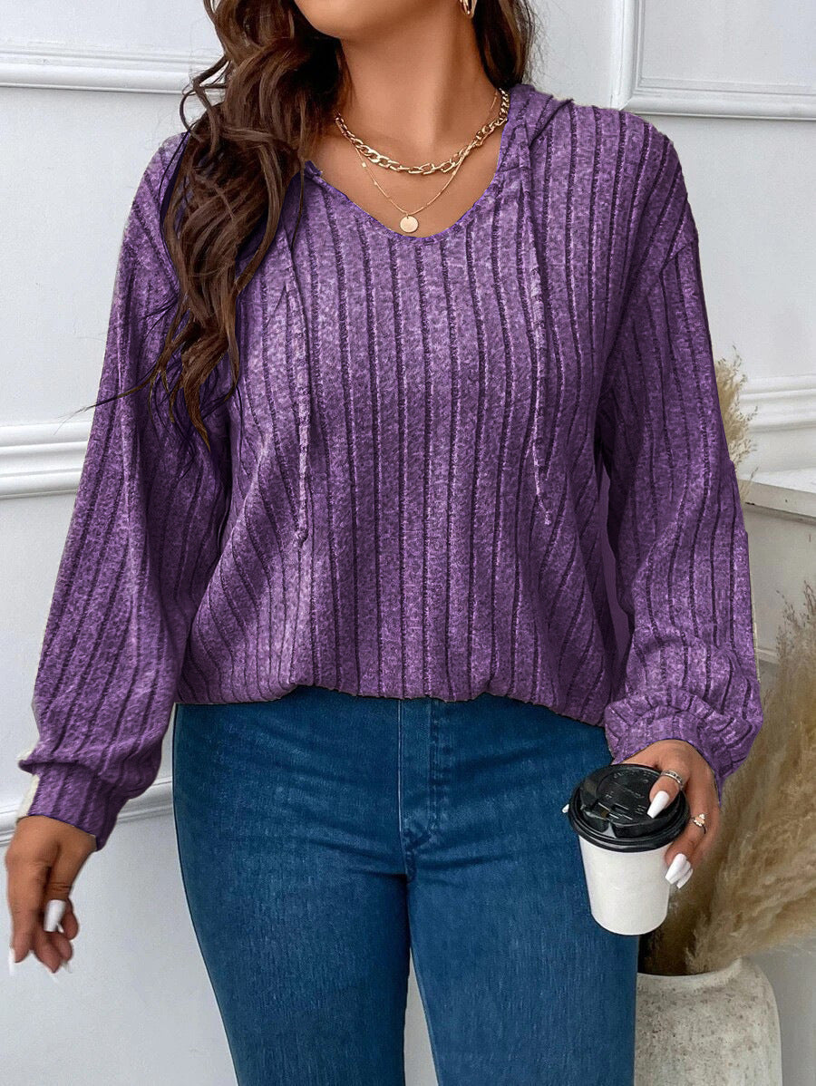 Gia-Sage Ribbed V-Neck Hoodie