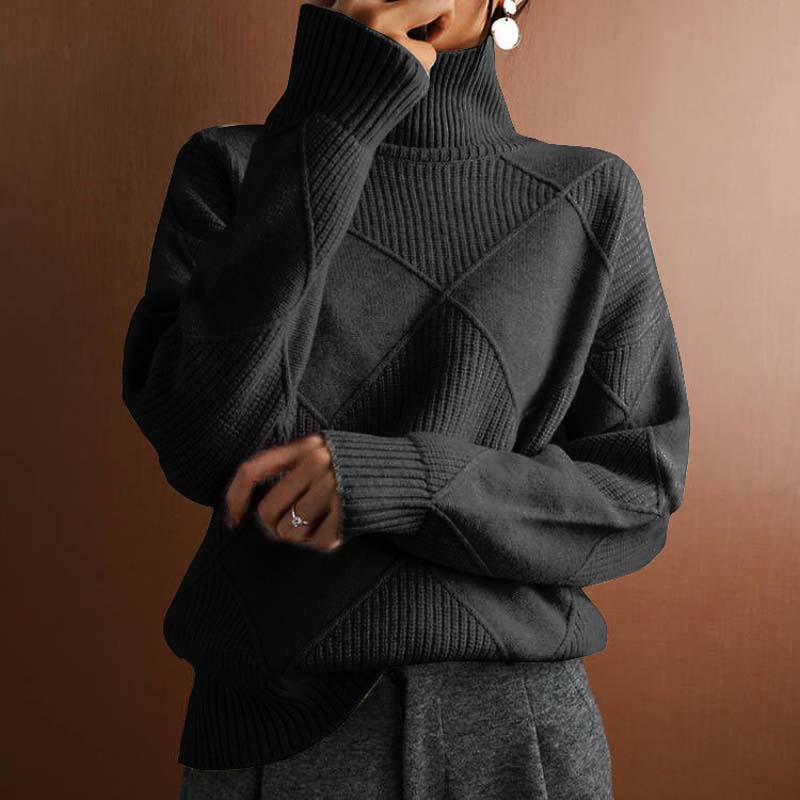 Wilhelmina Diamond Texture Turtleneck Sweater