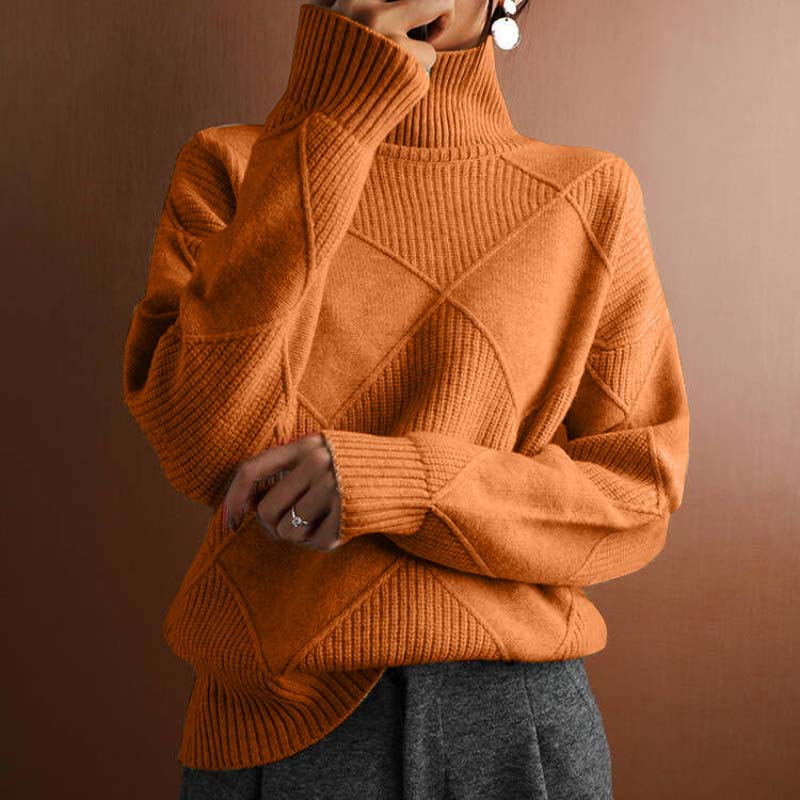 Wilhelmina Diamond Texture Turtleneck Sweater