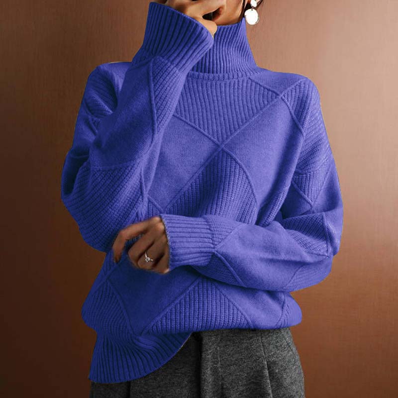 Wilhelmina Diamond Texture Turtleneck Sweater