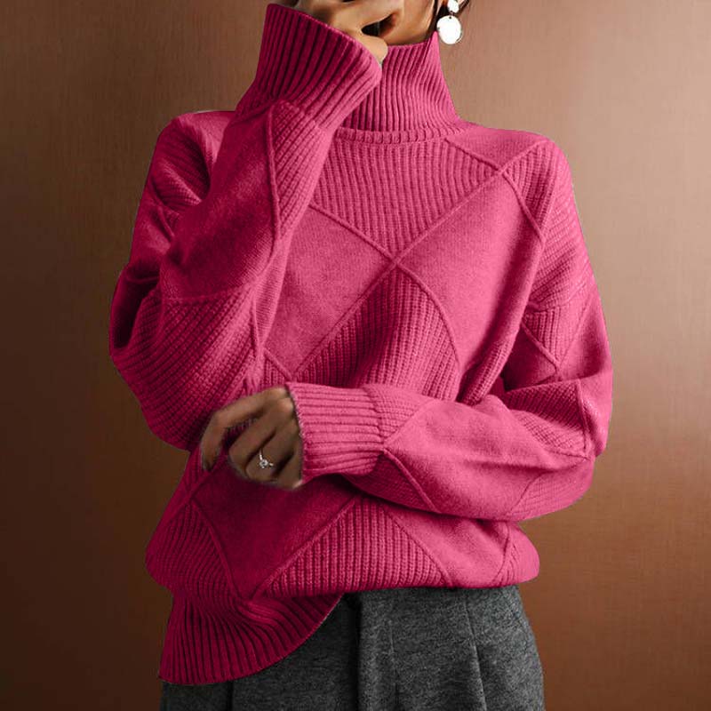 Wilhelmina Diamond Texture Turtleneck Sweater
