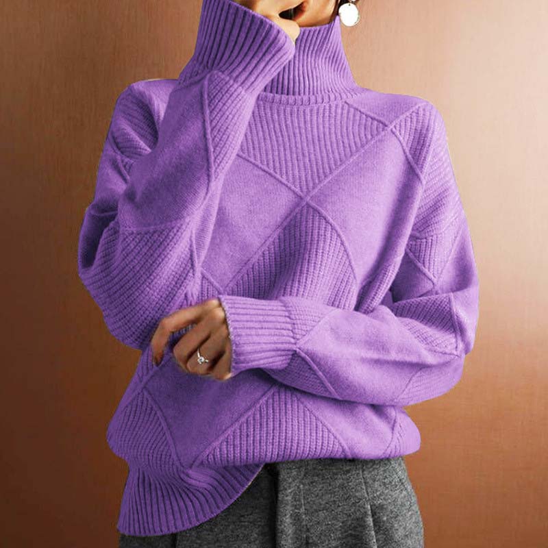 Wilhelmina Diamond Texture Turtleneck Sweater