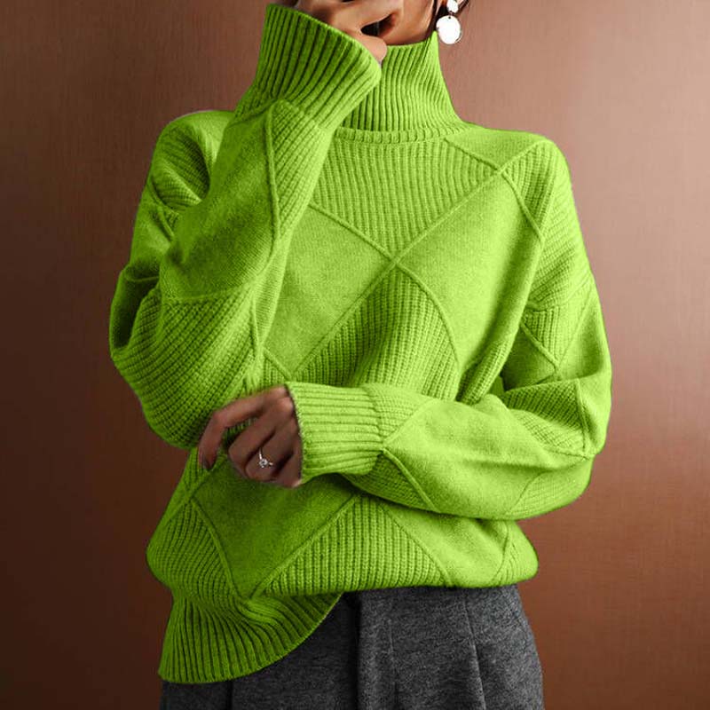 Wilhelmina Diamond Texture Turtleneck Sweater