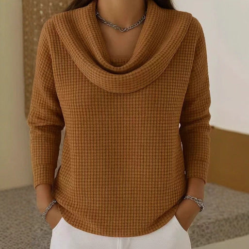 Cassia Waffle Knit Cowl Neck Sweater