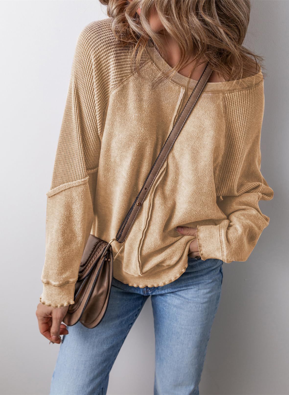 Ambrose Lettuce Hem Waffle Sweatshirt