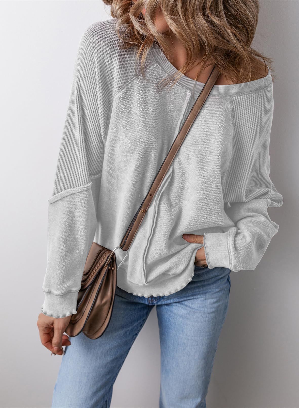 Ambrose Lettuce Hem Waffle Sweatshirt