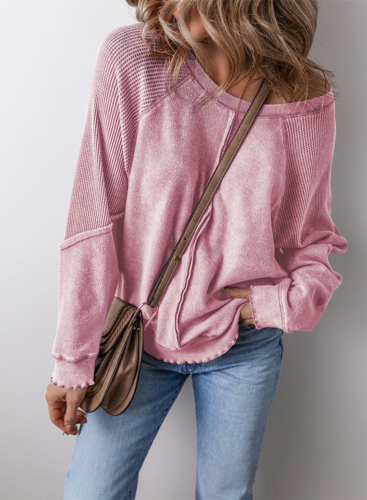 Ambrose Lettuce Hem Waffle Sweatshirt