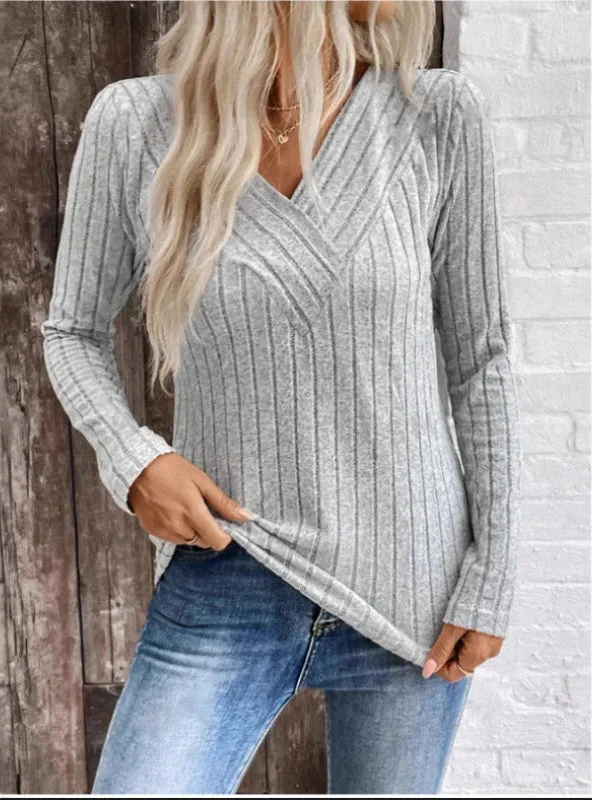 Antonia Ribbed Crossover V-Neck Sweater