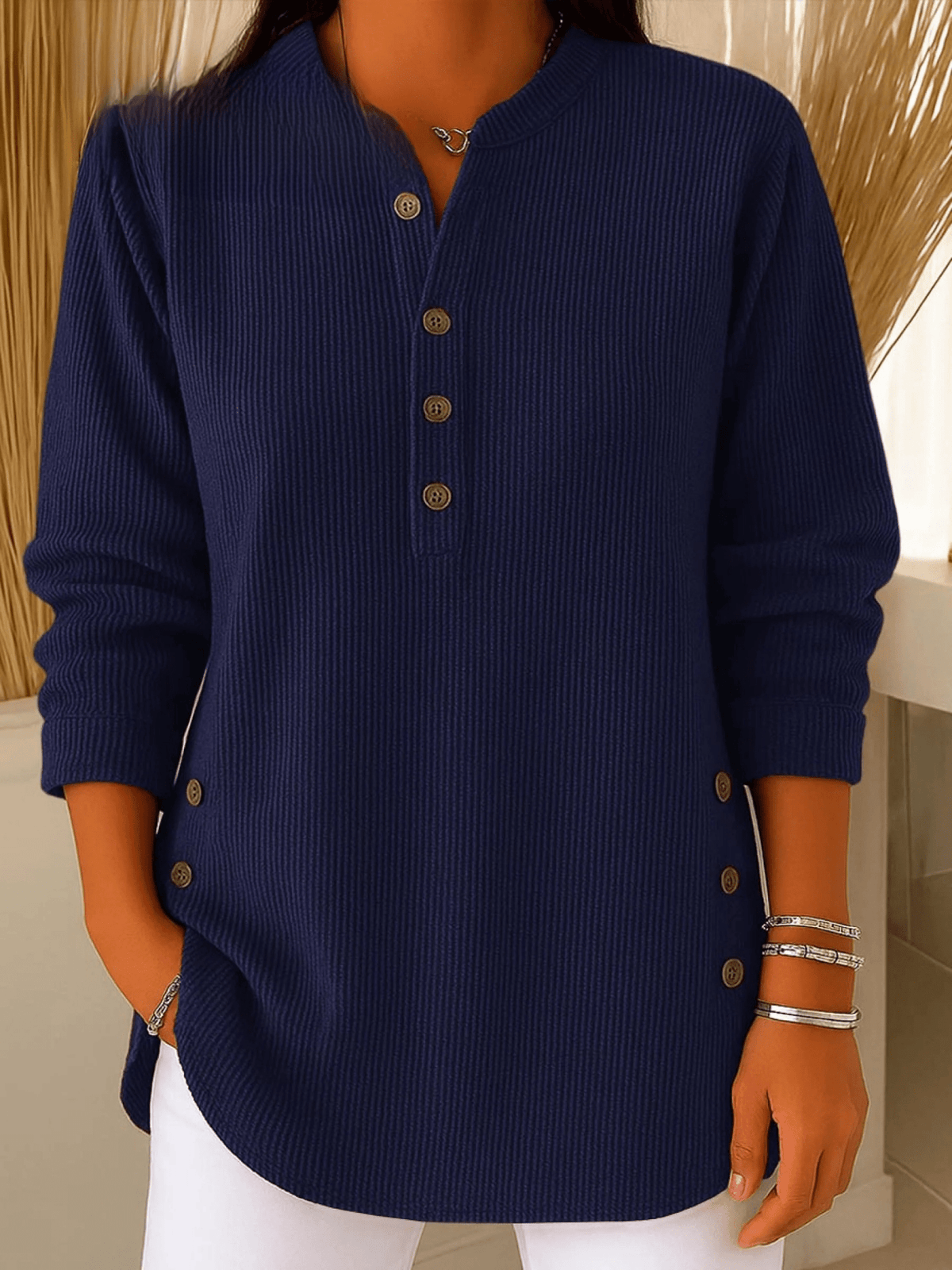 Nerys-Skye Ribbed Henley Tunic