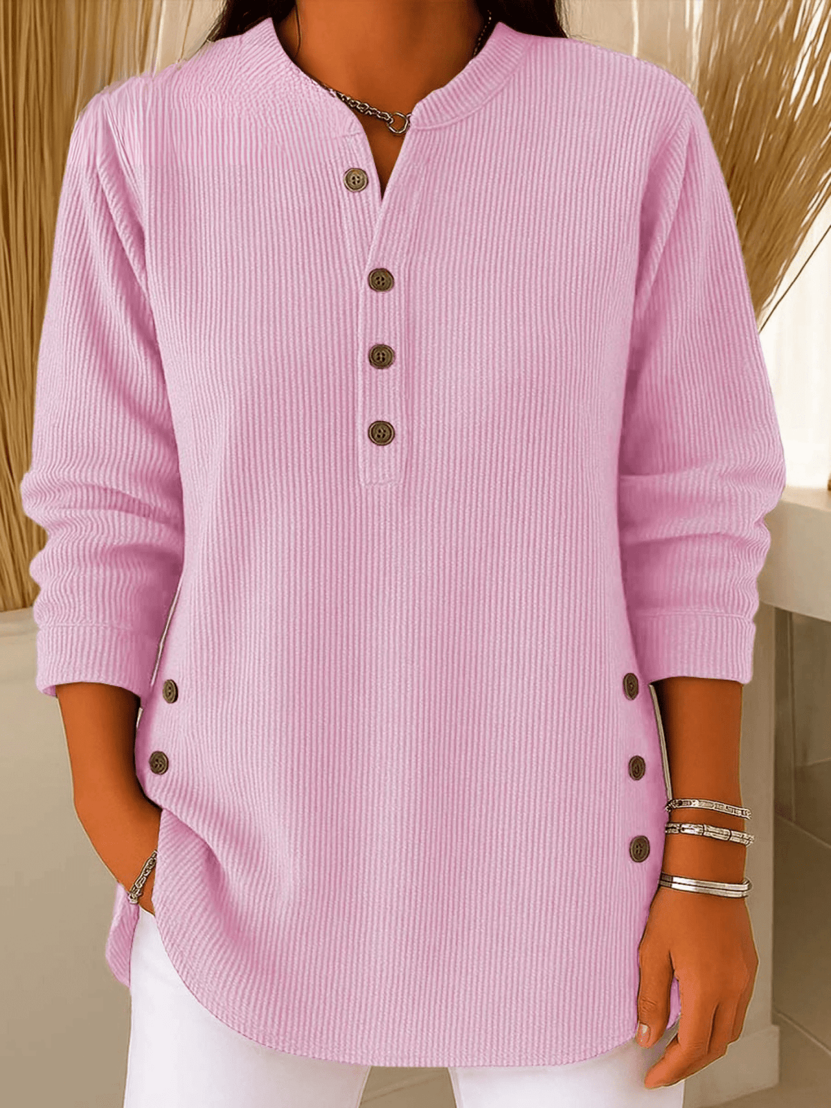 Nerys-Skye Ribbed Henley Tunic