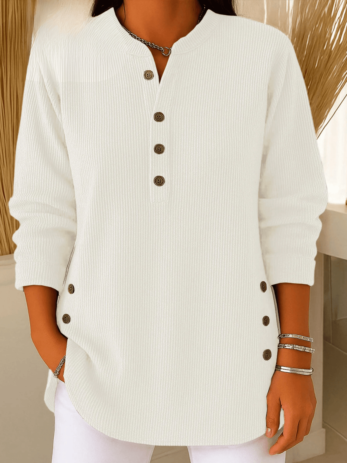 Nerys-Skye Ribbed Henley Tunic