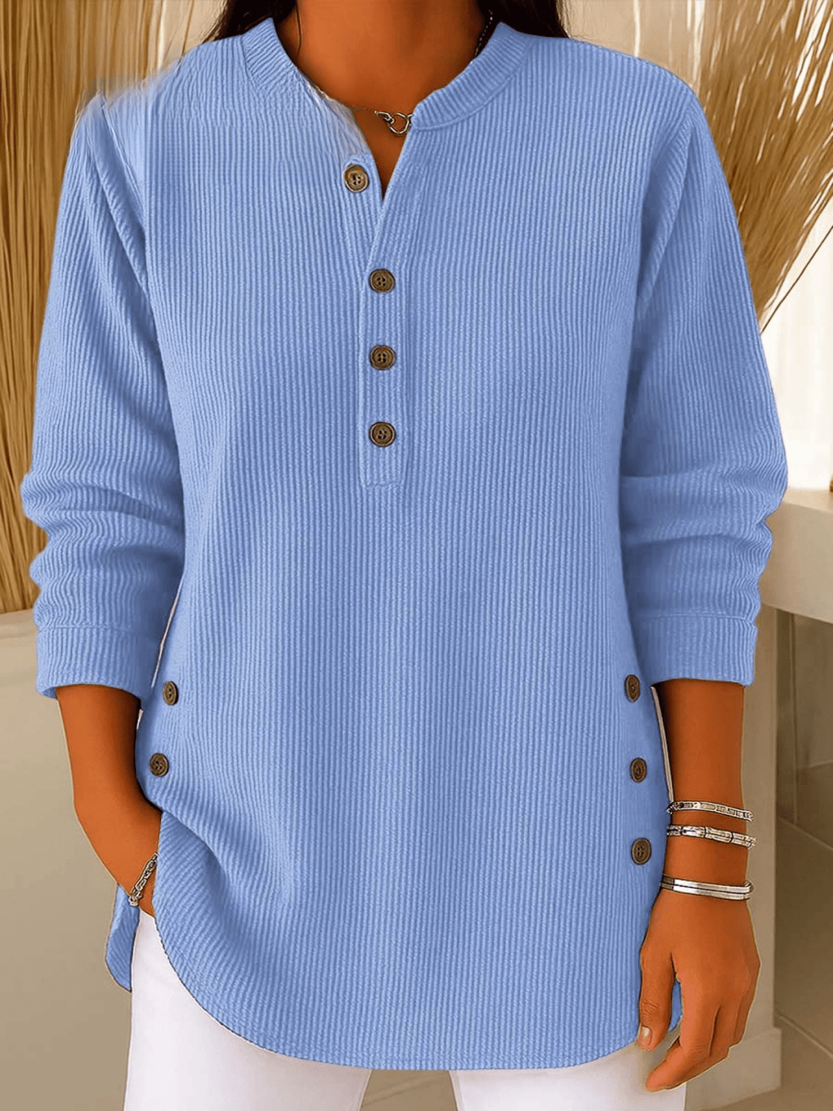 Nerys-Skye Ribbed Henley Tunic