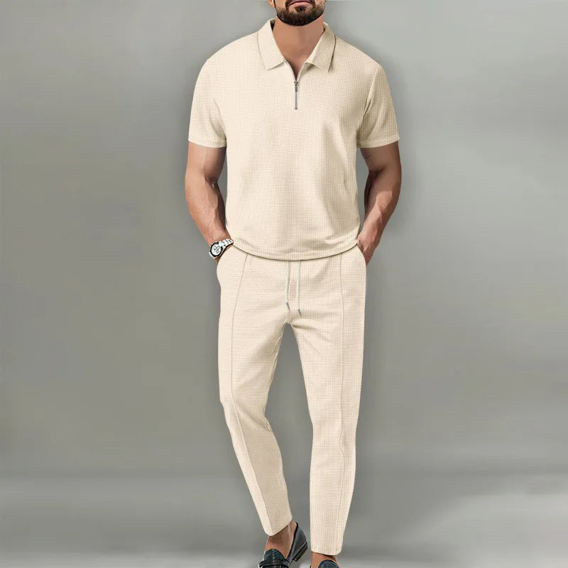 Men’s Two-Piece Set | Zip Polo And Trousers