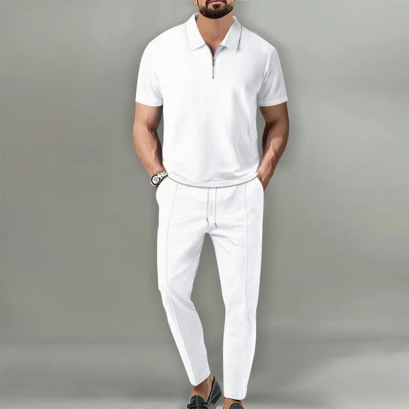 Men’s Two-Piece Set | Zip Polo And Trousers
