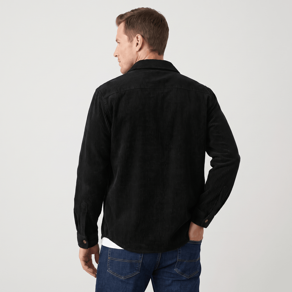 Roger Wide Wale Corduroy Shirt – Relaxed Fit Button-Up Flap Chest Pocket Long Sleeve Layering Top