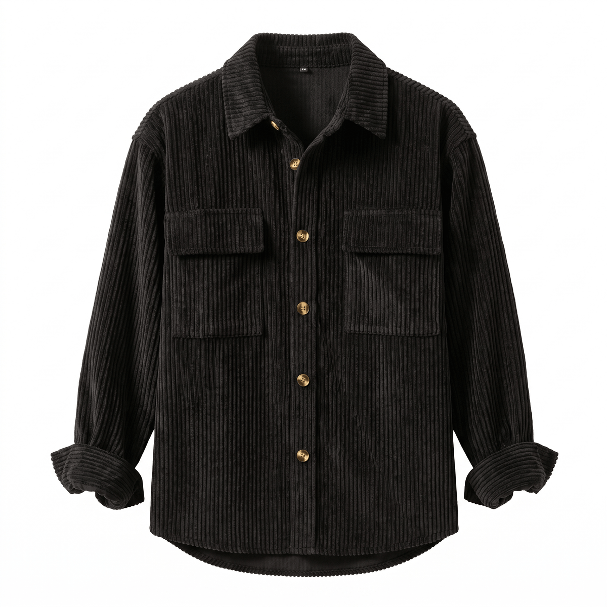 Roger Wide Wale Corduroy Shirt – Relaxed Fit Button-Up Flap Chest Pocket Long Sleeve Layering Top
