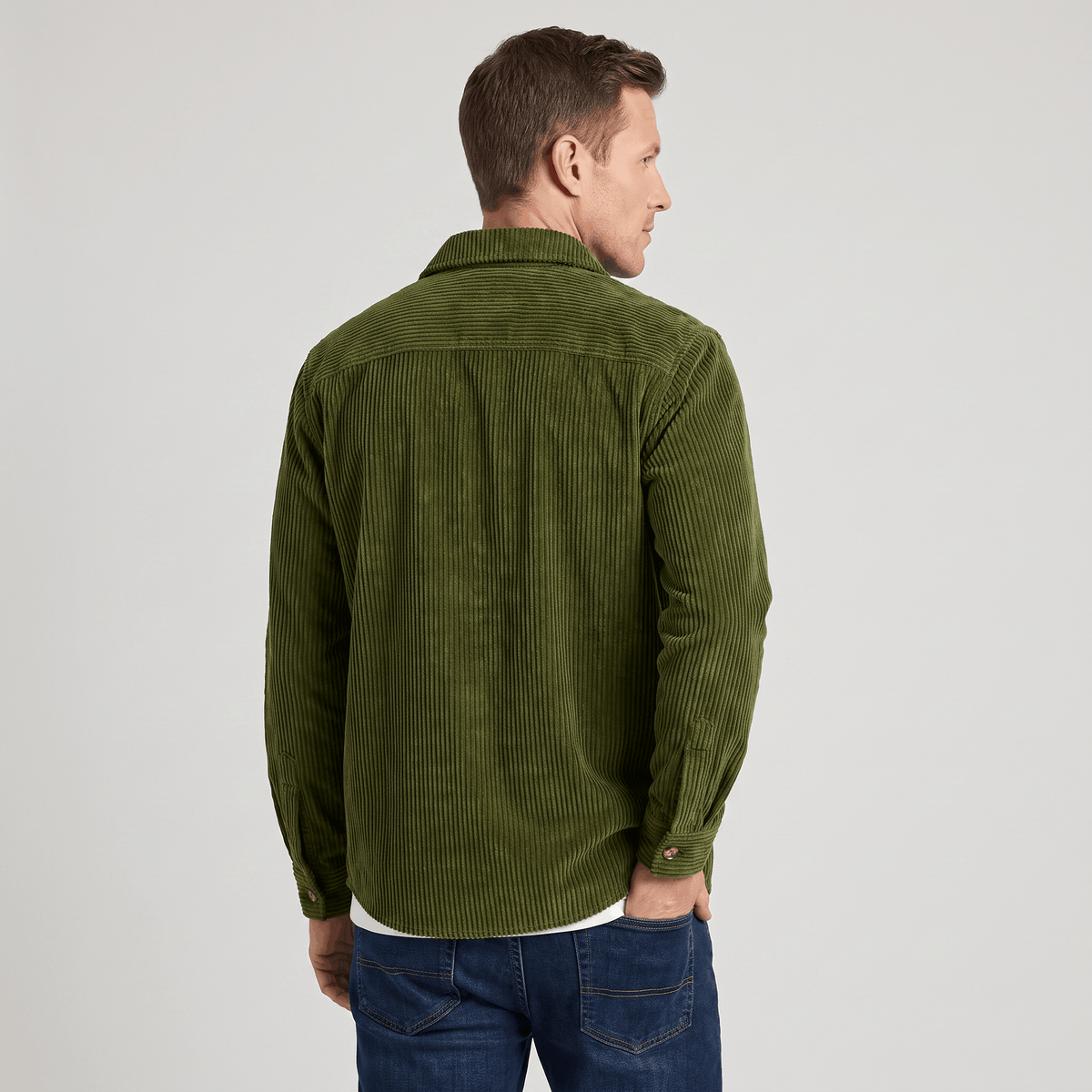 Roger Wide Wale Corduroy Shirt – Relaxed Fit Button-Up Flap Chest Pocket Long Sleeve Layering Top