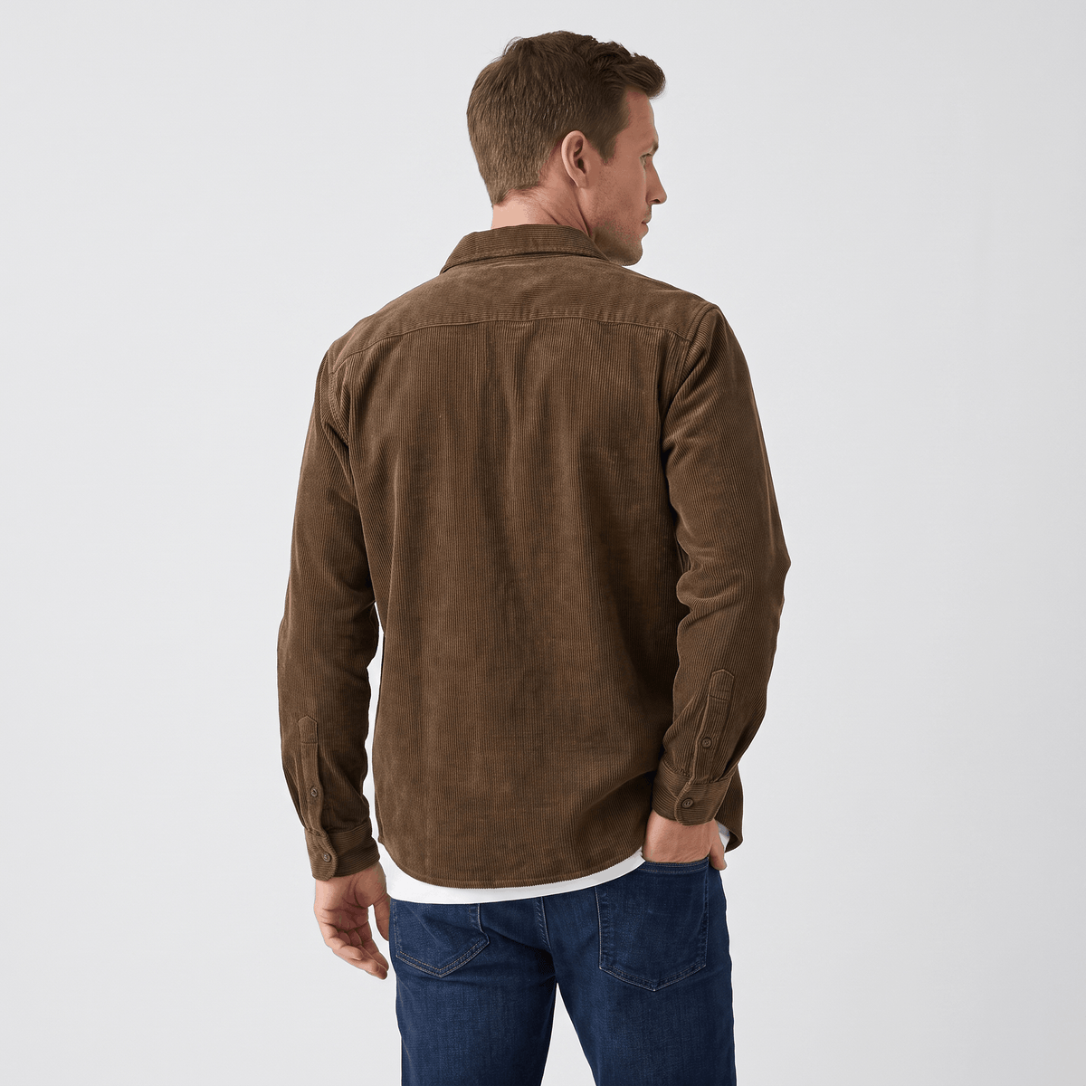 Roger Wide Wale Corduroy Shirt – Relaxed Fit Button-Up Flap Chest Pocket Long Sleeve Layering Top