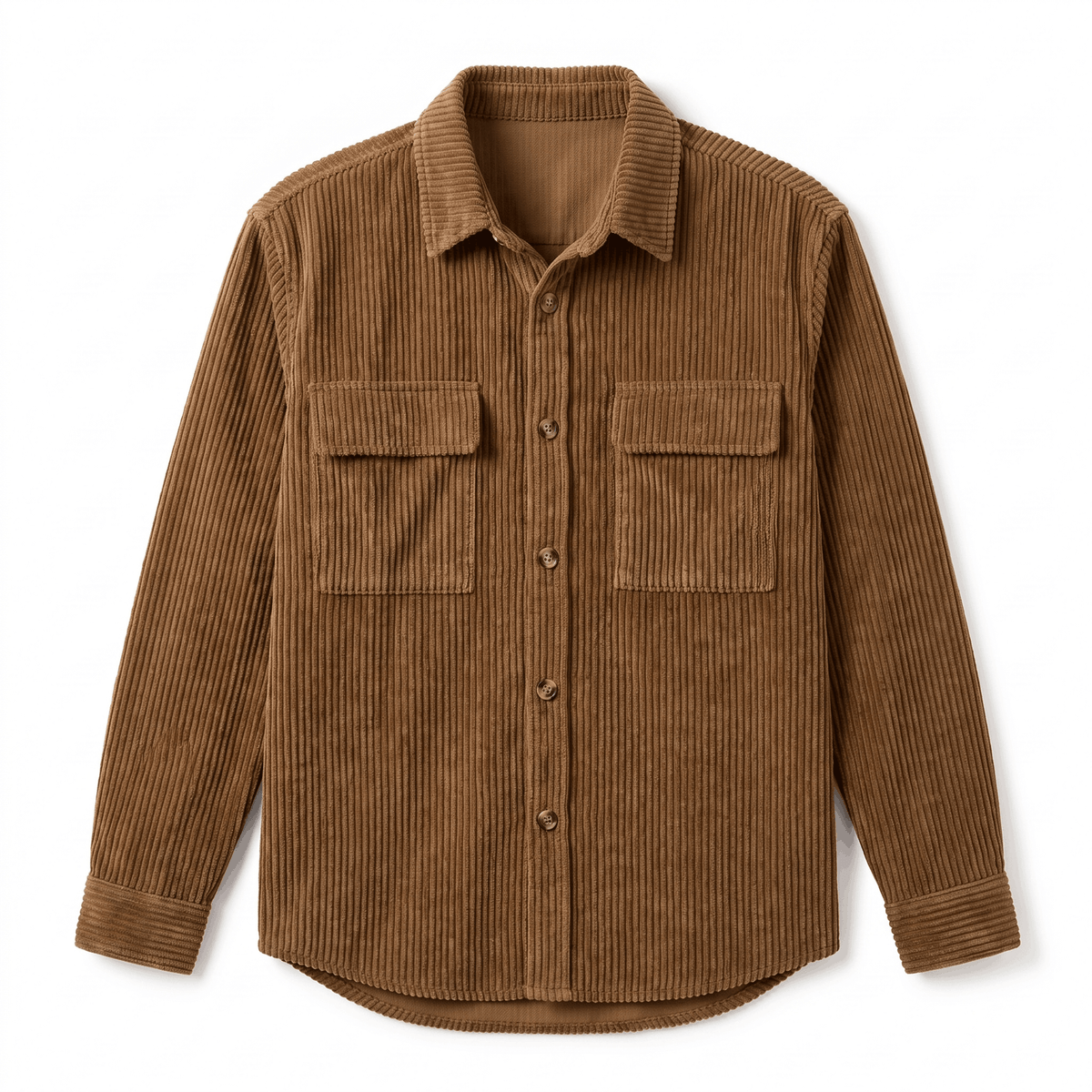 Roger Wide Wale Corduroy Shirt – Relaxed Fit Button-Up Flap Chest Pocket Long Sleeve Layering Top
