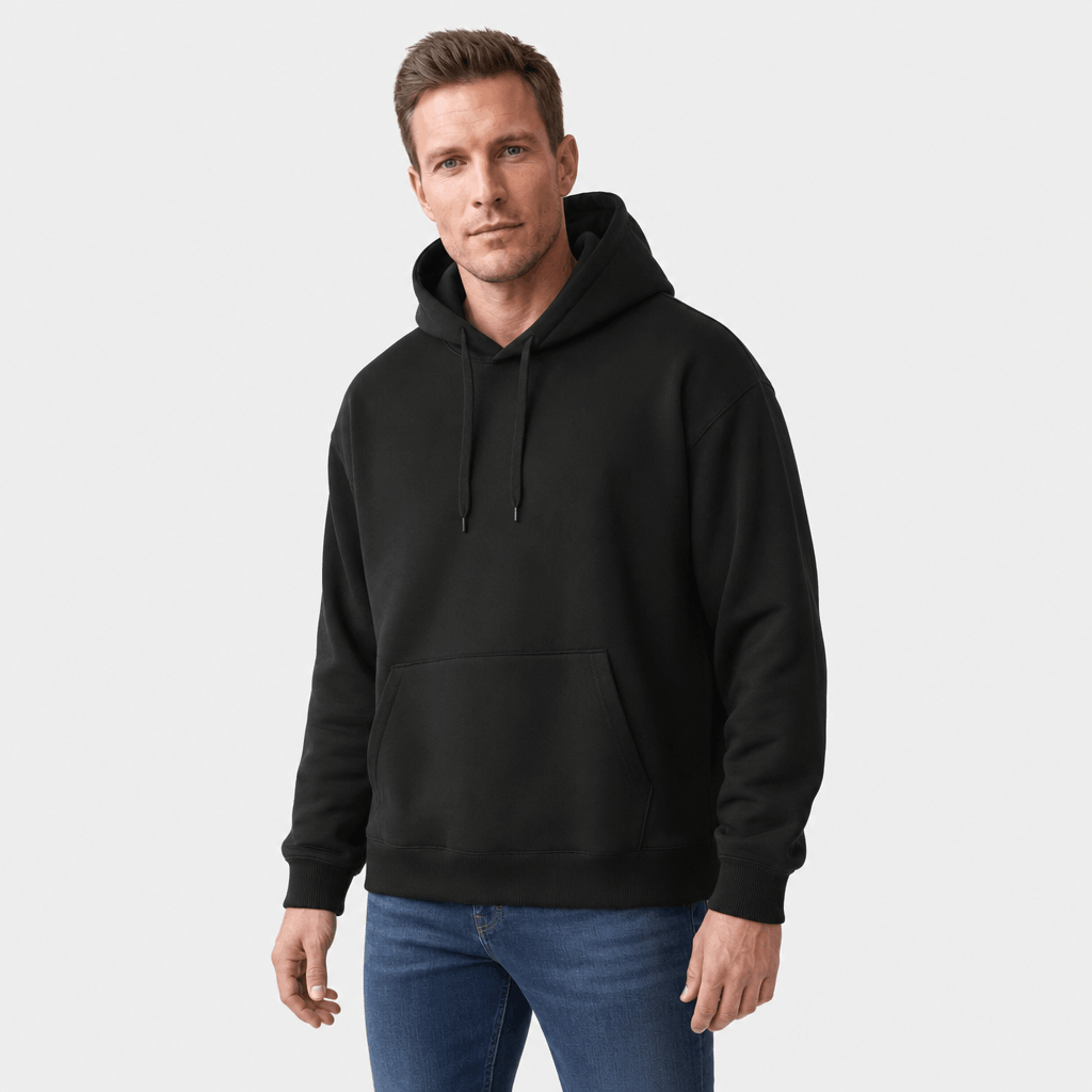 Romeo Brushed Fleece Hoodie – Midweight Drawstring Kangaroo Pockets Relaxed Pullover
