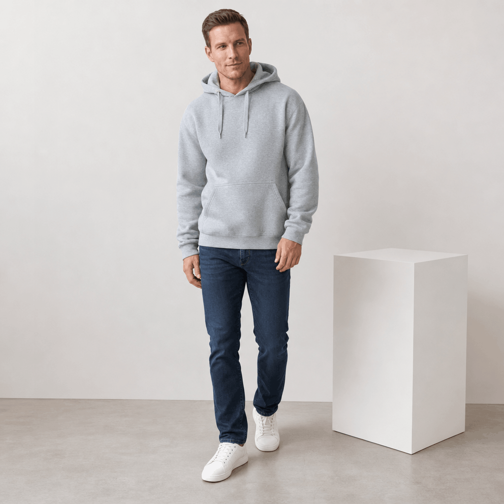 Romeo Brushed Fleece Hoodie – Midweight Drawstring Kangaroo Pockets Relaxed Pullover