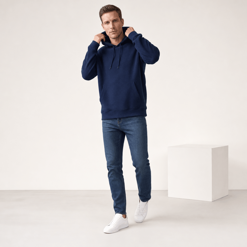 Romeo Brushed Fleece Hoodie – Midweight Drawstring Kangaroo Pockets Relaxed Pullover