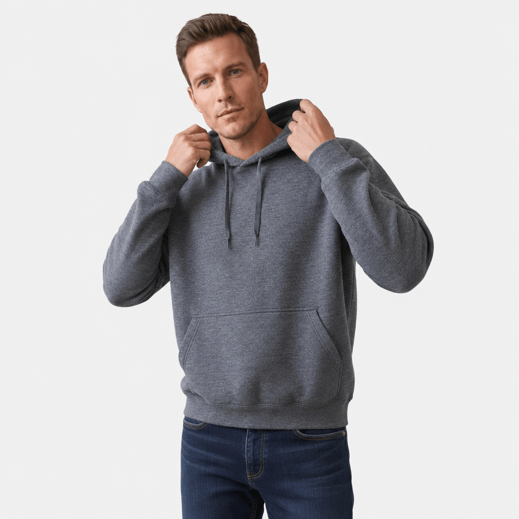 Romeo Brushed Fleece Hoodie – Midweight Drawstring Kangaroo Pockets Relaxed Pullover