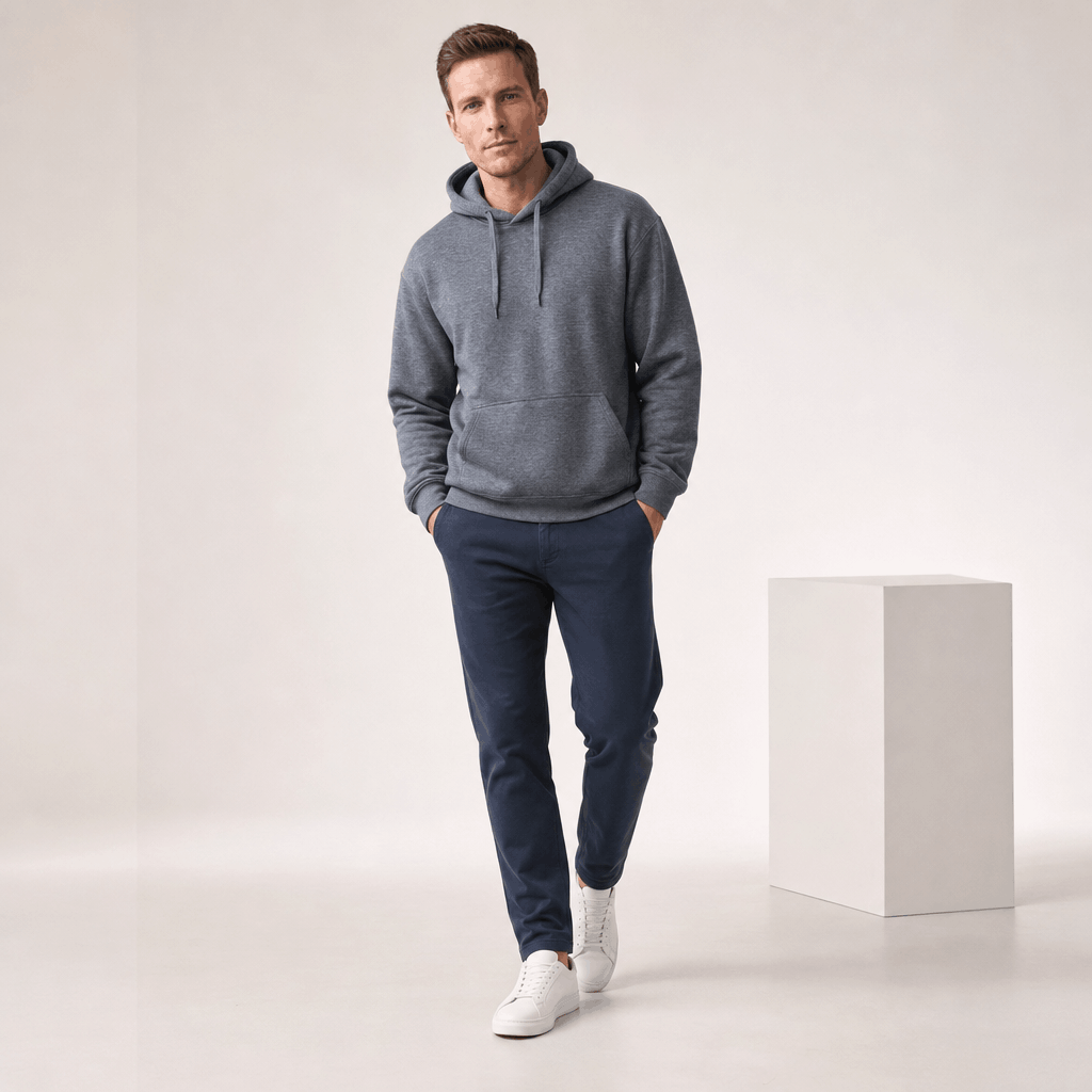 Romeo Brushed Fleece Hoodie – Midweight Drawstring Kangaroo Pockets Relaxed Pullover