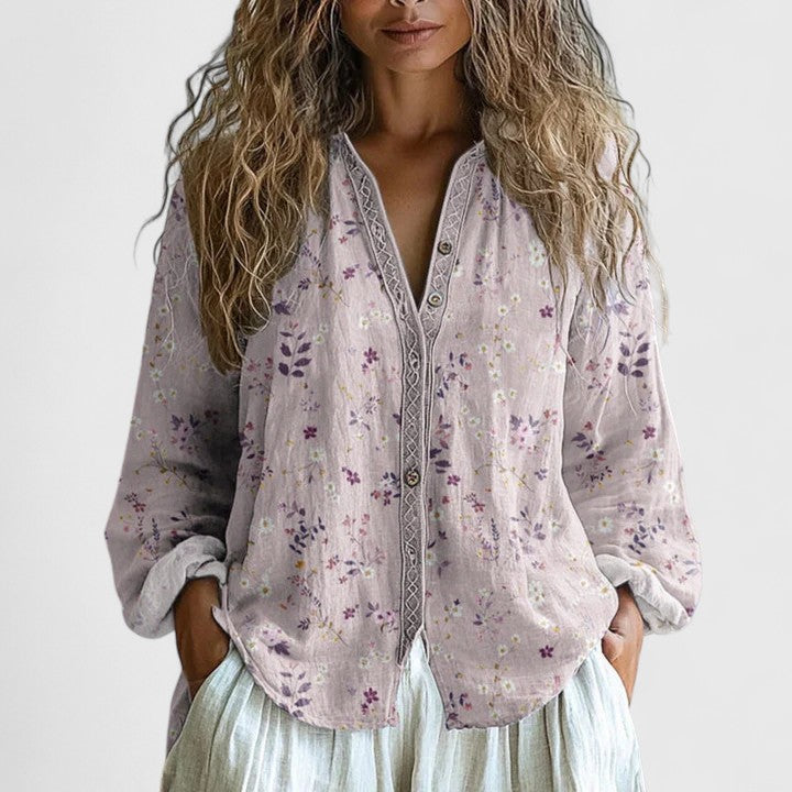 Women's Floral Button-Down Blouse | Relaxed Fit Shirt