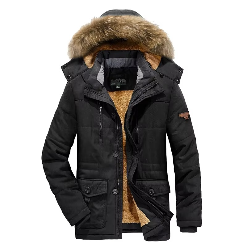 Men's Fleece-Lined Winter Parka | Hooded Multi-Pocket Coat