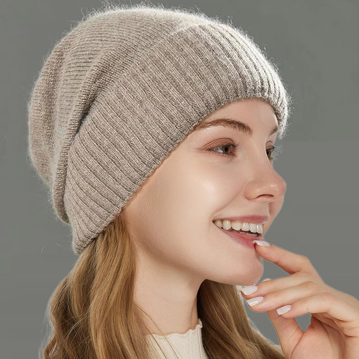 Women's Pure Wool Beanie | Satin-Lined Winter Hat