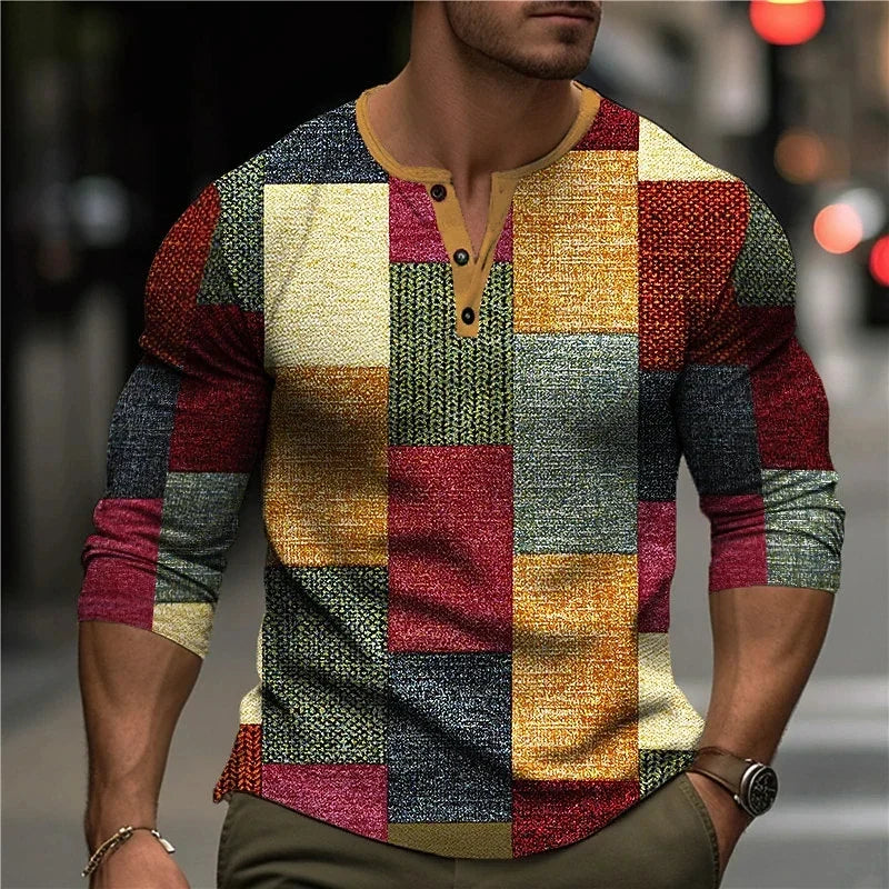 3D PRINTED LONG SLEEVE SHIRT FOR MEN