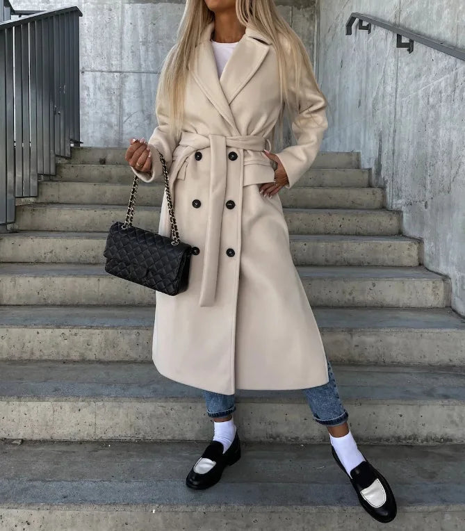 Isla | Long Lapel Button-Front Winter Coat